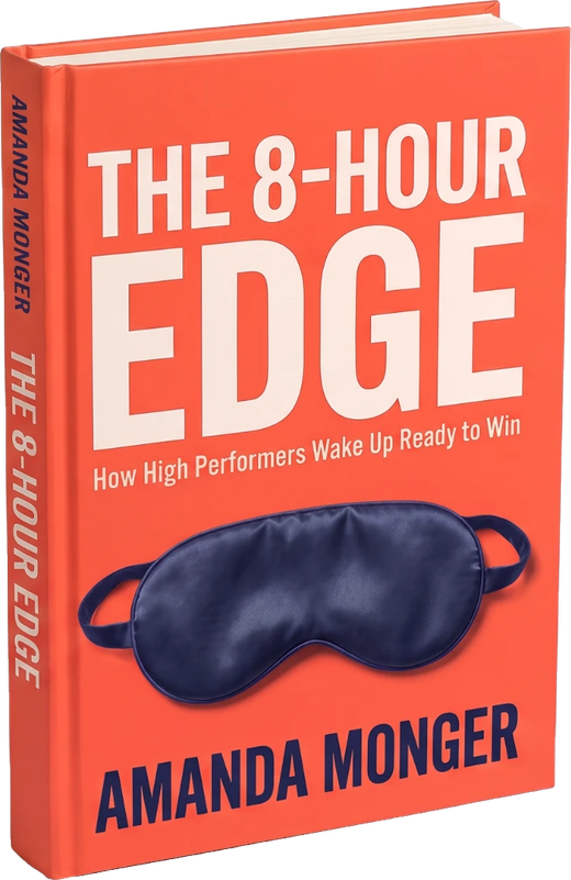 The 8-Hour Edge by Amanda Monger, shown as a hardcover book
