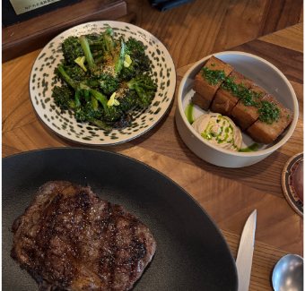 Steak dinner, photographed by Amanda Monger