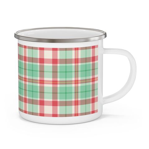 Jingle Plaid Enamel Camp Mug