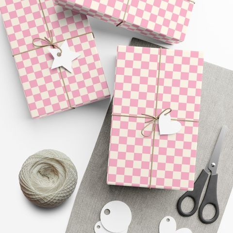 Pink Checkerboard Wrapping Paper from Amanda's Etsy shop
