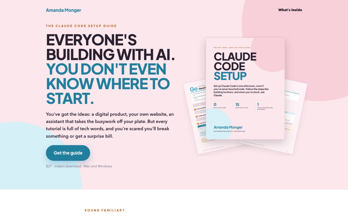 Screenshot of The Claude Code Setup Guide sales page