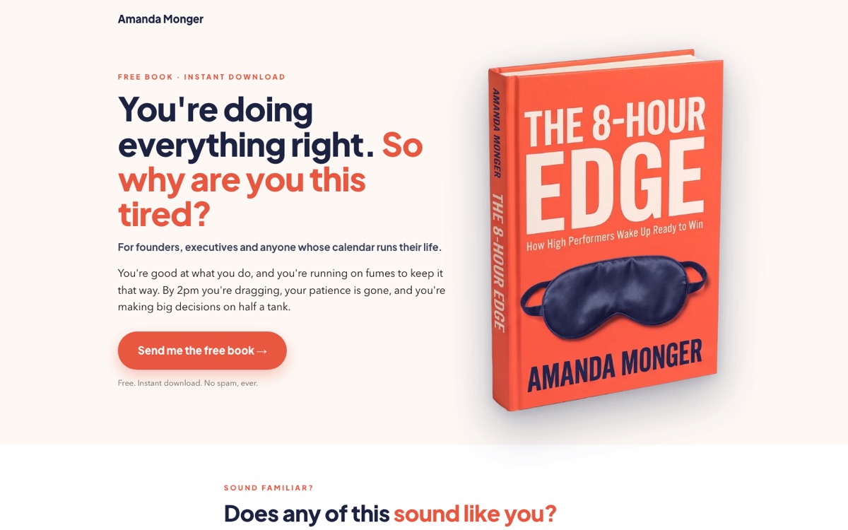 Screenshot of The 8-Hour Edge free book page