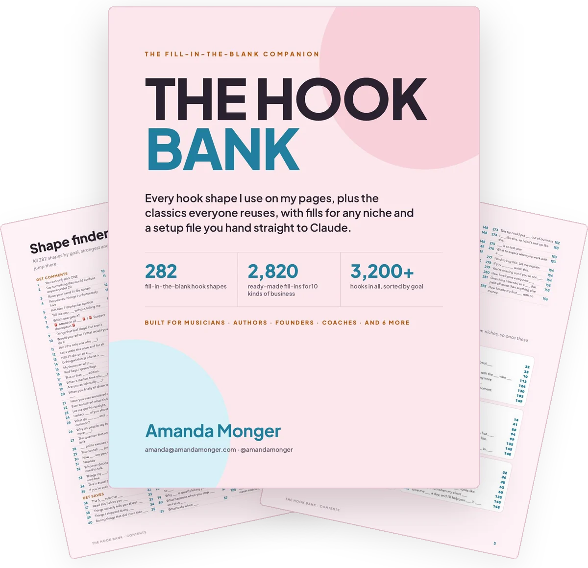 The Hook Bank by Amanda Monger, 3,200+ hooks sorted by goal