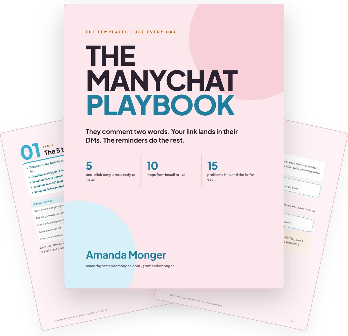 The ManyChat Playbook by Amanda Monger, with 5 one-click templates