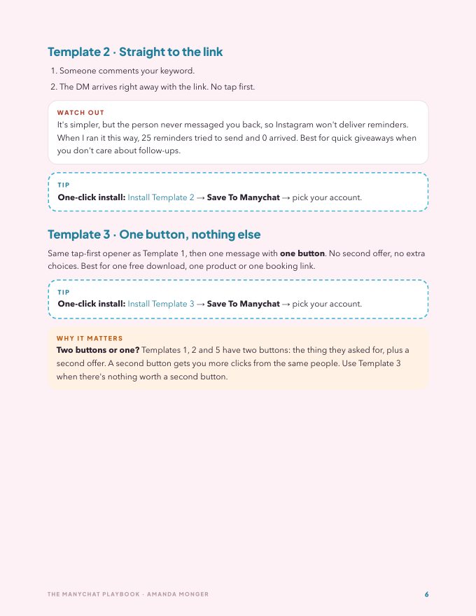 A page from inside The ManyChat Playbook
