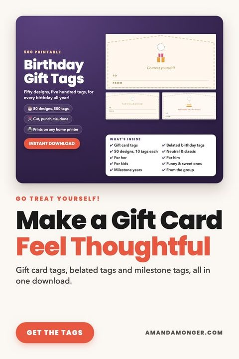 Printable Gift Card Tags for Birthdays (Go Treat Yourself!)